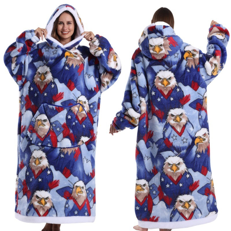 Autumn And Winter Blanket Cold-proof Clothes Hooded Lazy Lengthened Men And Women Couple Plus-sized Warm Hoodie - COMFUT