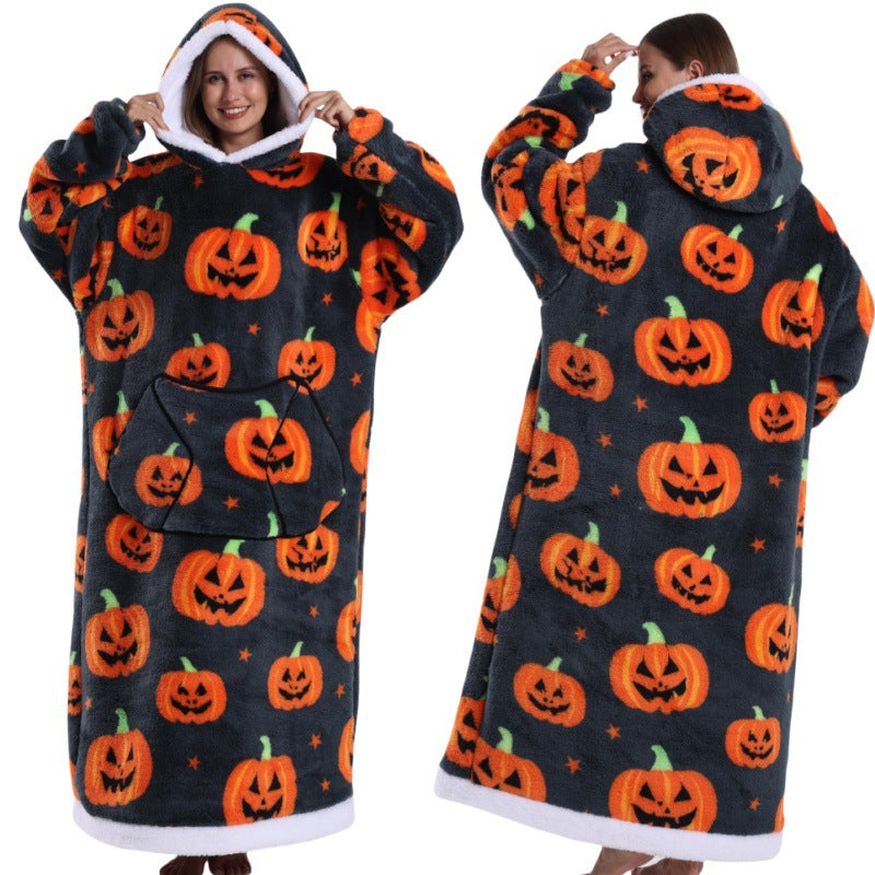 Autumn And Winter Blanket Cold-proof Clothes Hooded Lazy Lengthened Men And Women Couple Plus-sized Warm Hoodie - COMFUT