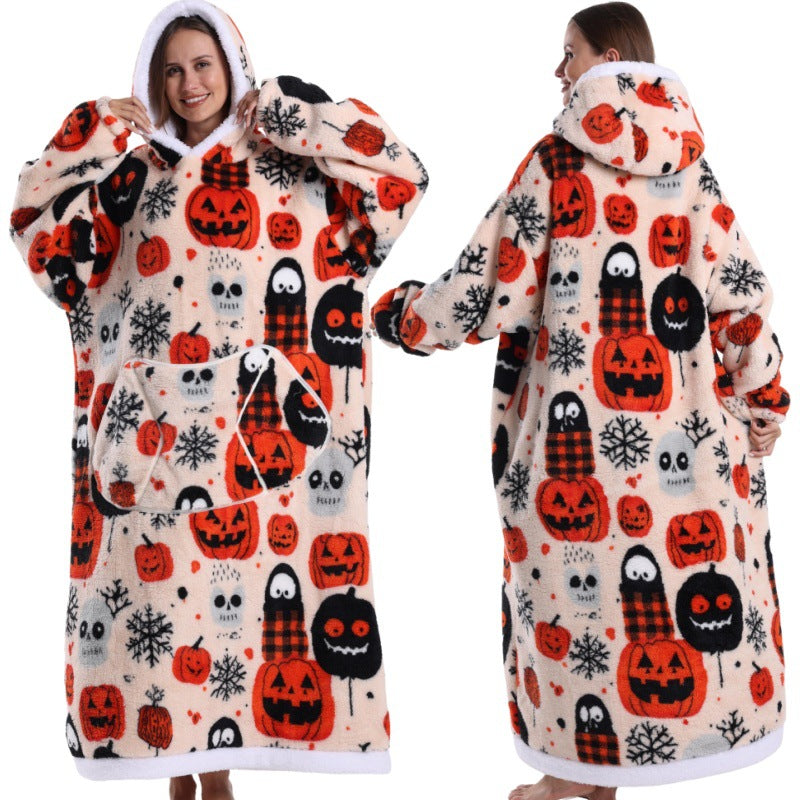 Autumn And Winter Blanket Cold-proof Clothes Hooded Lazy Lengthened Men And Women Couple Plus-sized Warm Hoodie - COMFUT