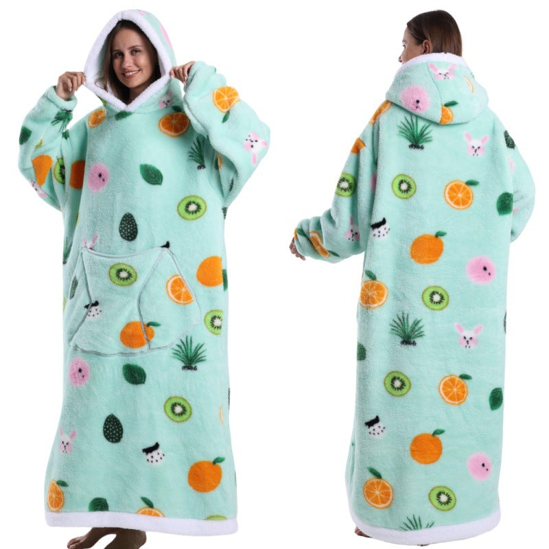 Autumn And Winter Blanket Cold-proof Clothes Hooded Lazy Lengthened Men And Women Couple Plus-sized Warm Hoodie - COMFUT