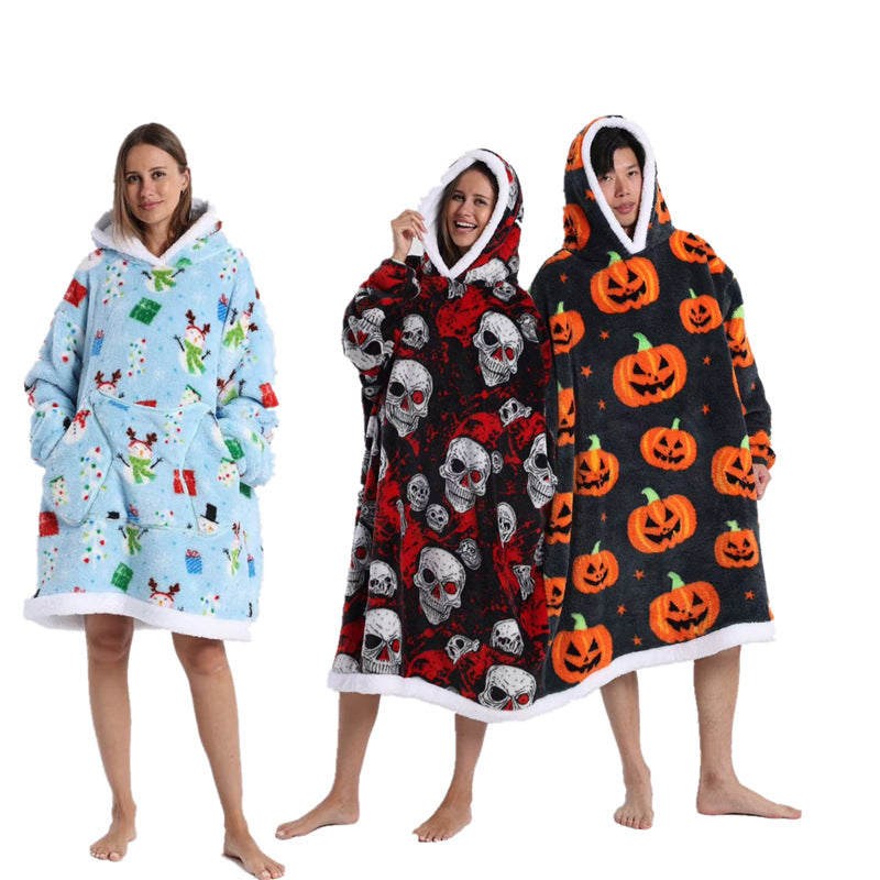 Autumn And Winter Blanket Cold-proof Clothes Hooded Lazy Lengthened Men And Women Couple Plus-sized Warm Hoodie - COMFUT