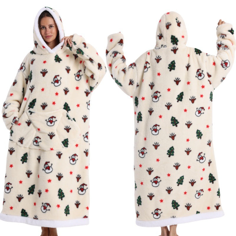 Autumn And Winter Blanket Cold-proof Clothes Hooded Lazy Lengthened Men And Women Couple Plus-sized Warm Hoodie - COMFUT