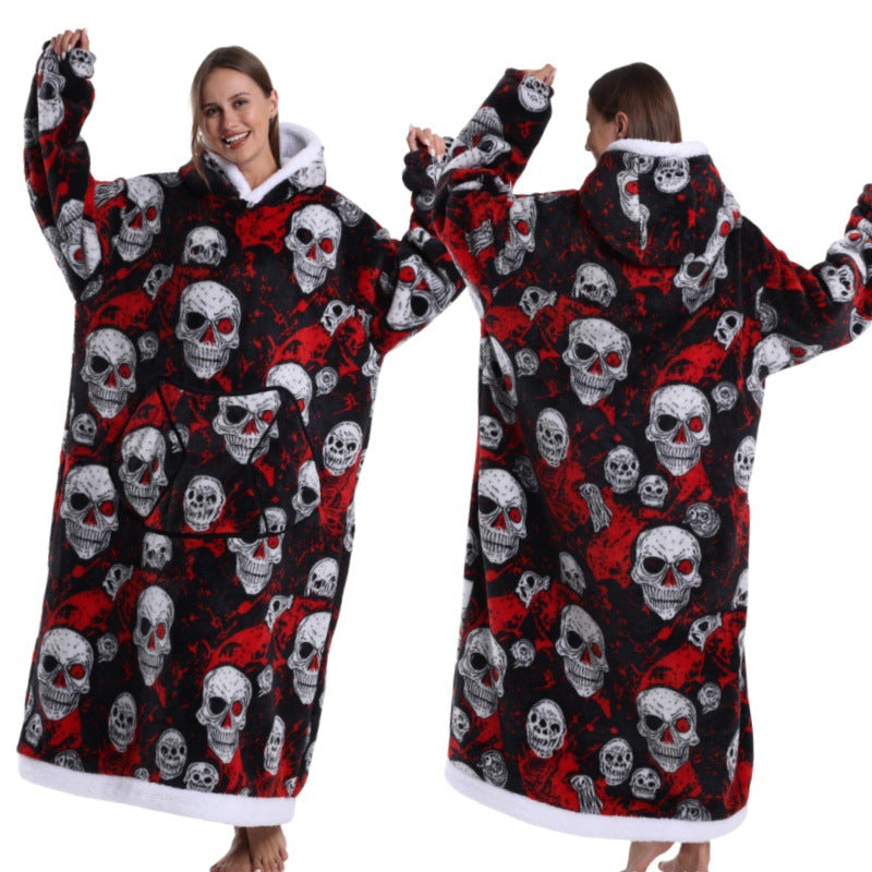 Autumn And Winter Blanket Cold-proof Clothes Hooded Lazy Lengthened Men And Women Couple Plus-sized Warm Hoodie - COMFUT