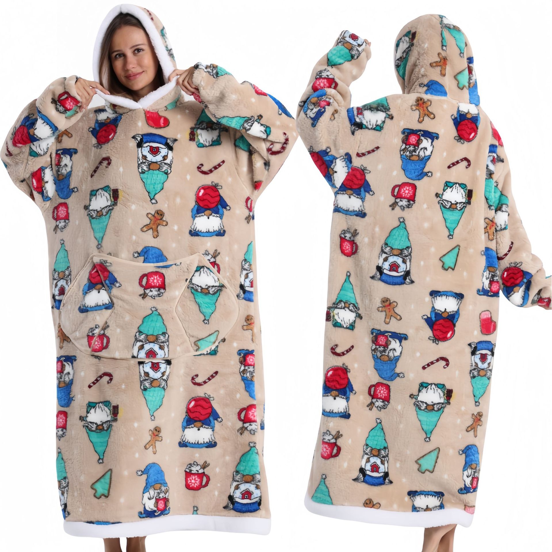 Autumn And Winter Blanket Cold-proof Clothes Hooded Lazy Lengthened Men And Women Couple Plus-sized Warm Hoodie - COMFUT