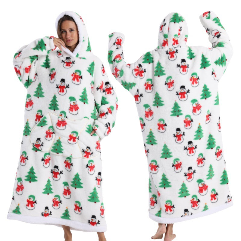 Autumn And Winter Blanket Cold-proof Clothes Hooded Lazy Lengthened Men And Women Couple Plus-sized Warm Hoodie - COMFUT