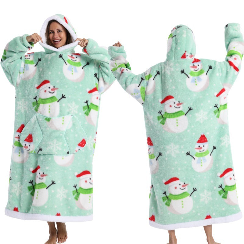 Autumn And Winter Blanket Cold-proof Clothes Hooded Lazy Lengthened Men And Women Couple Plus-sized Warm Hoodie - COMFUT