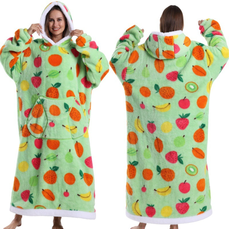 Autumn And Winter Blanket Cold-proof Clothes Hooded Lazy Lengthened Men And Women Couple Plus-sized Warm Hoodie - COMFUT