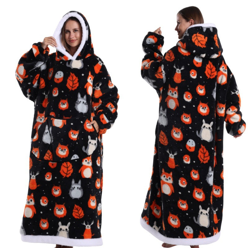 Autumn And Winter Blanket Cold-proof Clothes Hooded Lazy Lengthened Men And Women Couple Plus-sized Warm Hoodie - COMFUT