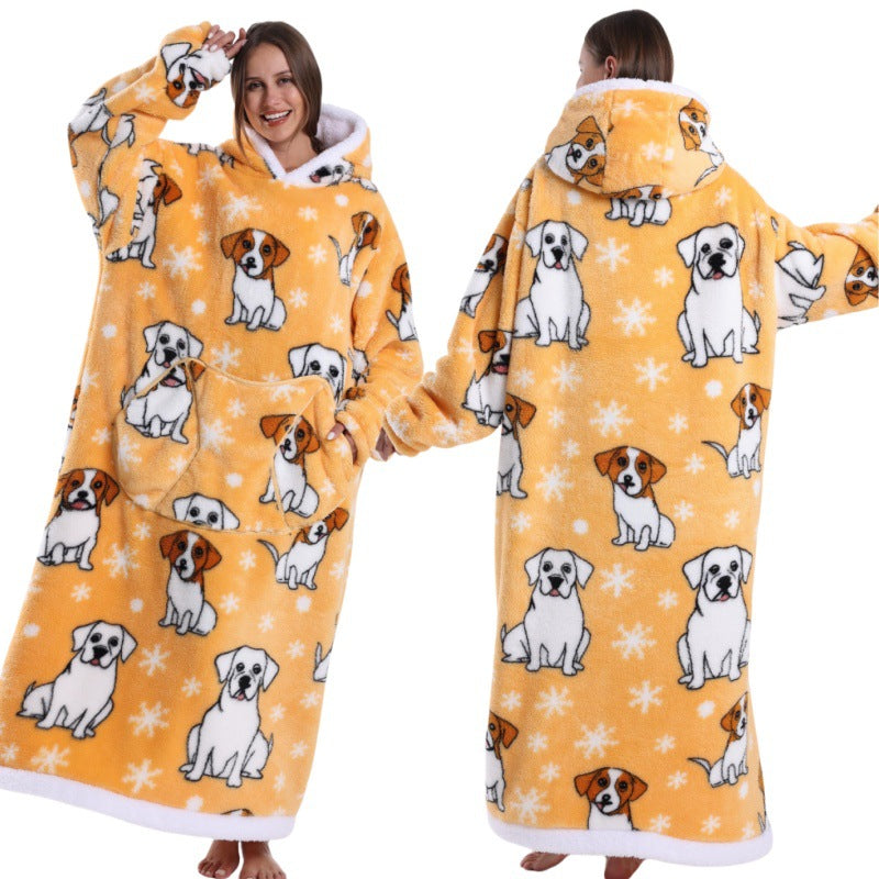 Autumn And Winter Blanket Cold-proof Clothes Hooded Lazy Lengthened Men And Women Couple Plus-sized Warm Hoodie - COMFUT