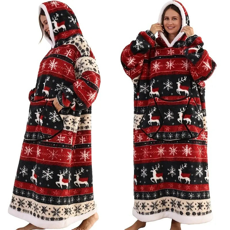 Autumn And Winter Blanket Cold-proof Clothes Hooded Lazy Lengthened Men And Women Couple Plus-sized Warm Hoodie - COMFUT