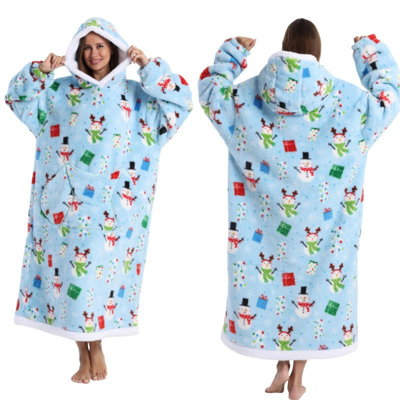 Autumn And Winter Blanket Cold-proof Clothes Hooded Lazy Lengthened Men And Women Couple Plus-sized Warm Hoodie - COMFUT