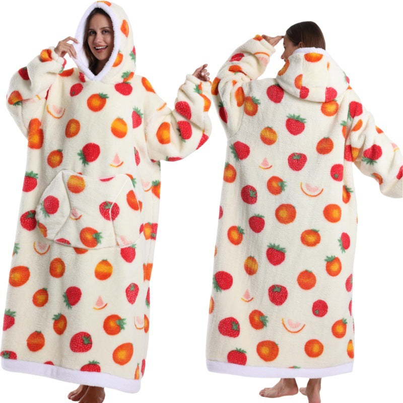 Autumn And Winter Blanket Cold-proof Clothes Hooded Lazy Lengthened Men And Women Couple Plus-sized Warm Hoodie - COMFUT