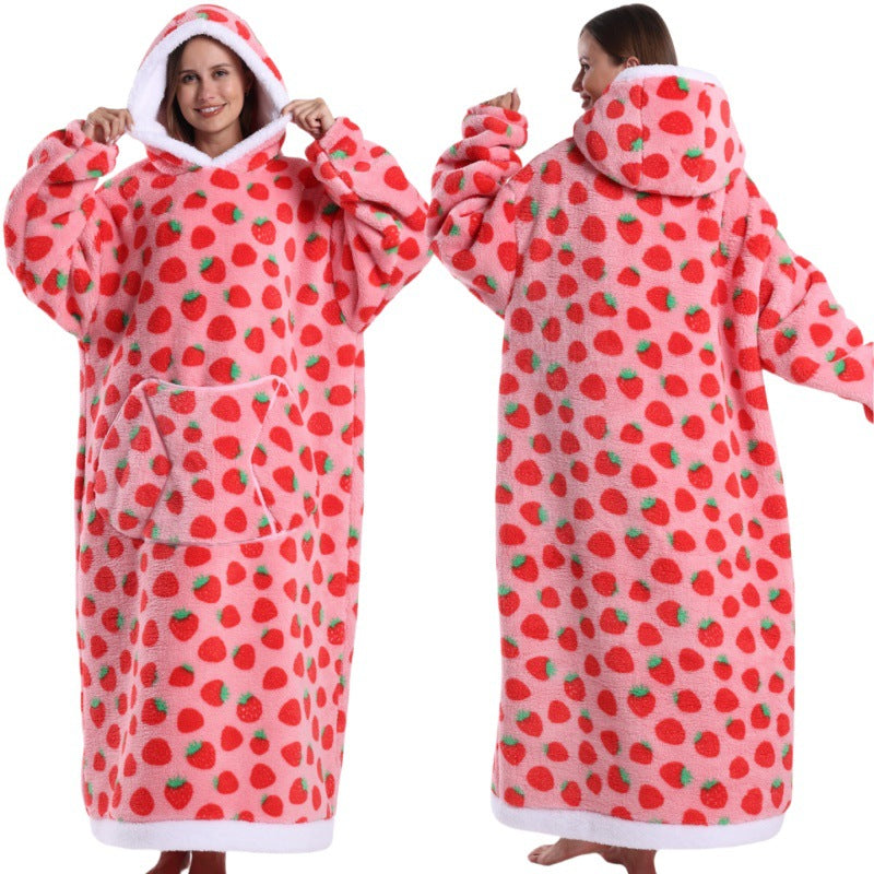 Autumn And Winter Blanket Cold-proof Clothes Hooded Lazy Lengthened Men And Women Couple Plus-sized Warm Hoodie - COMFUT