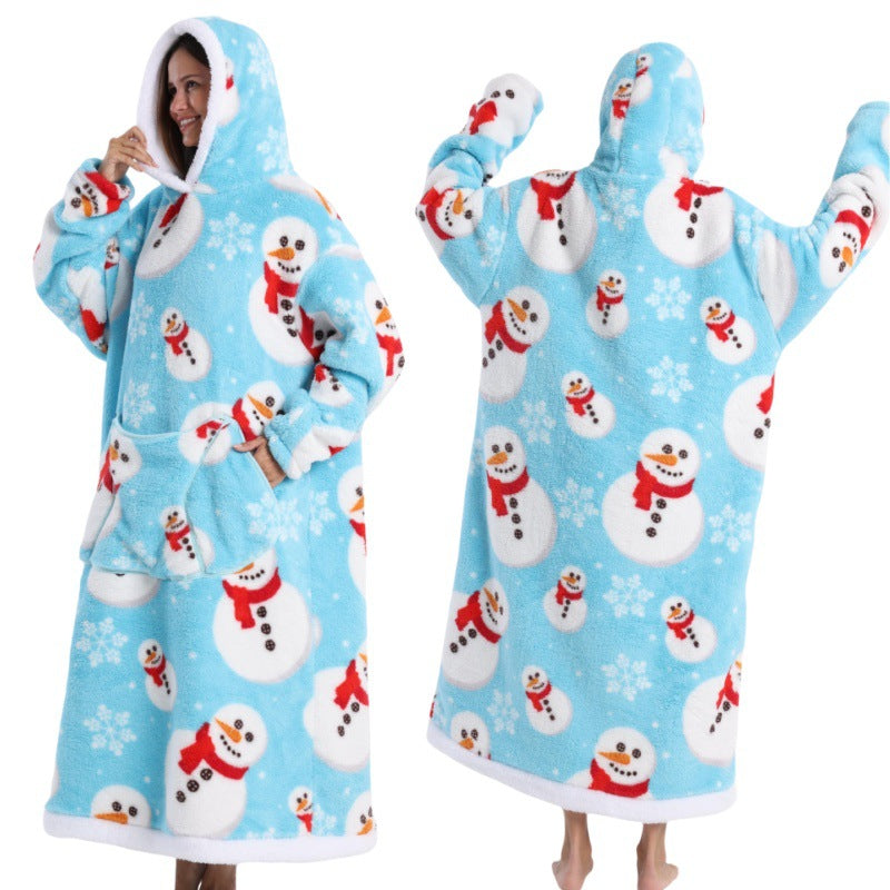 Autumn And Winter Blanket Cold-proof Clothes Hooded Lazy Lengthened Men And Women Couple Plus-sized Warm Hoodie - COMFUT
