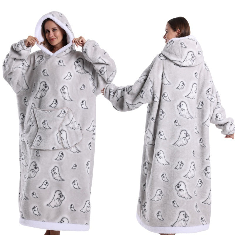 Autumn And Winter Blanket Cold-proof Clothes Hooded Lazy Lengthened Men And Women Couple Plus-sized Warm Hoodie - COMFUT