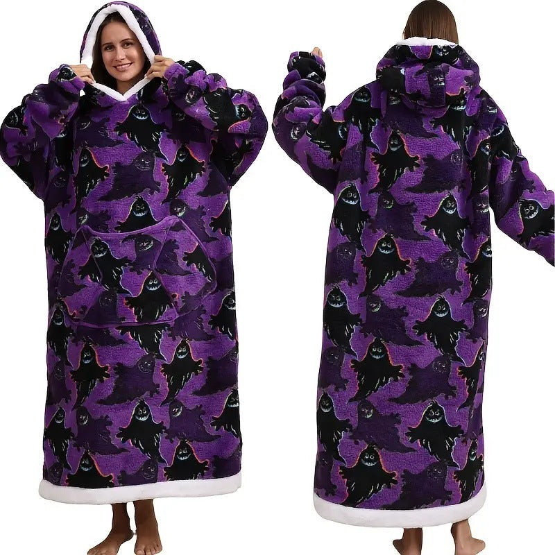 Autumn And Winter Blanket Cold-proof Clothes Hooded Lazy Lengthened Men And Women Couple Plus-sized Warm Hoodie - COMFUT