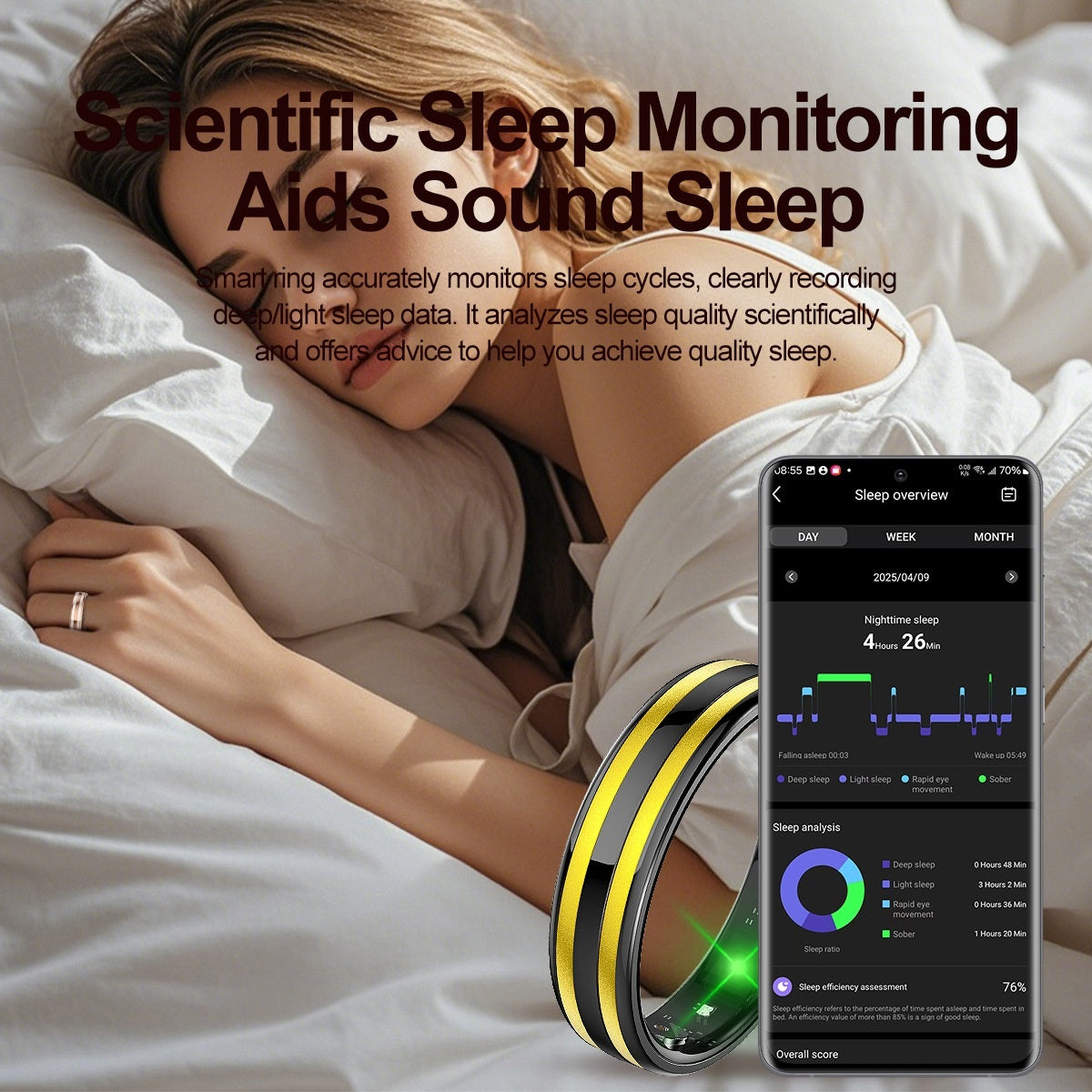 Smart Ring For Heart Rate Blood Oxygen Sleep Tracking Video Swiping And Health MonitoringBluetooth-enabled Smart Ring - COMFUT