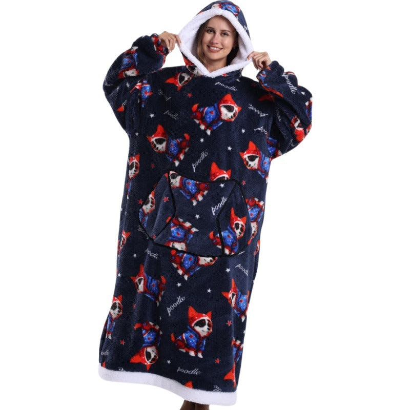 Autumn And Winter Blanket Cold-proof Clothes Hooded Lazy Lengthened Men And Women Couple Plus-sized Warm Hoodie - COMFUT