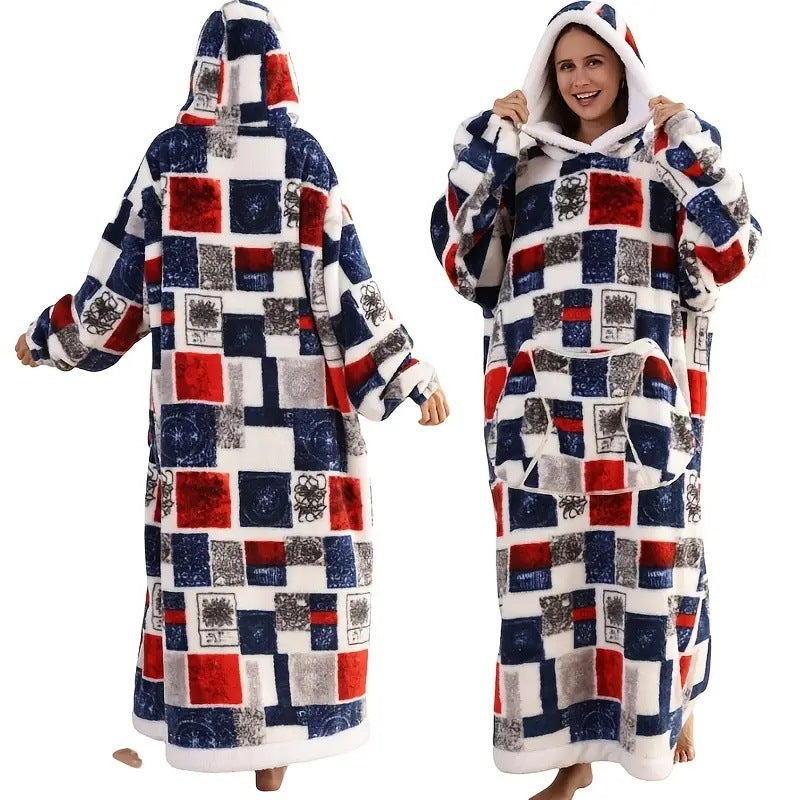 Autumn And Winter Blanket Cold-proof Clothes Hooded Lazy Lengthened Men And Women Couple Plus-sized Warm Hoodie - COMFUT