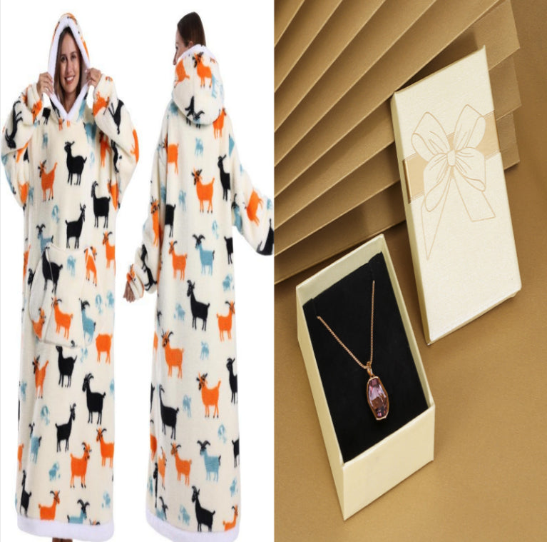 Autumn And Winter Blanket Cold-proof Clothes Hooded Lazy Lengthened Men And Women Couple Plus-sized Warm Hoodie - COMFUT