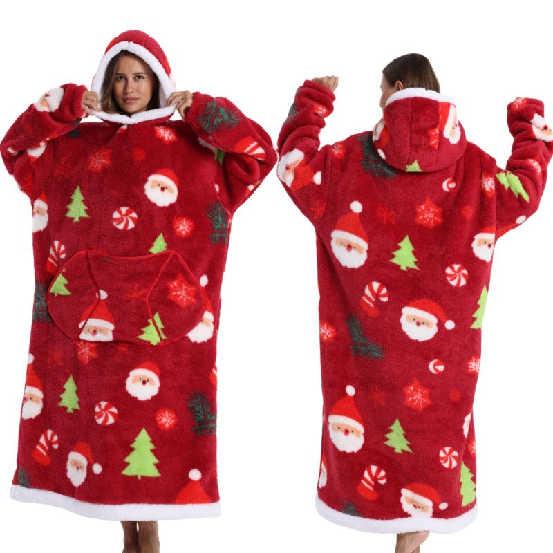 Autumn And Winter Blanket Cold-proof Clothes Hooded Lazy Lengthened Men And Women Couple Plus-sized Warm Hoodie - COMFUT